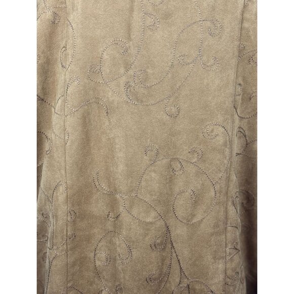 NEW Croft & Barrow Womens XL Embroidered Button Blouse Top Shirt Boho Brown Tan - Picture 5 of 9